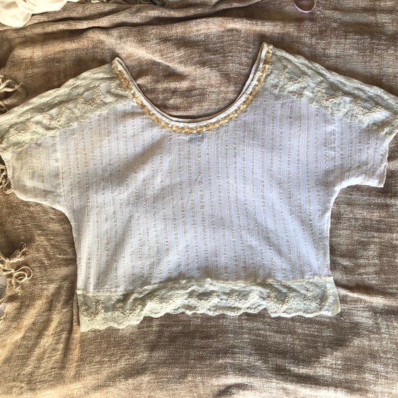 Free People Tops - Final Sale! Free People Crop Top with Lace and Beading S